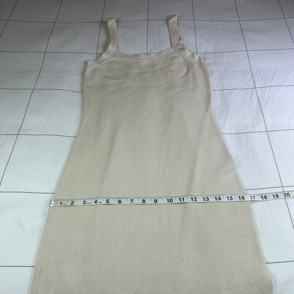 Babaton Dress Womens Large Birch Cream Chase Ribbed Midi Sleeveless Side Slit - Picture 11 of 12